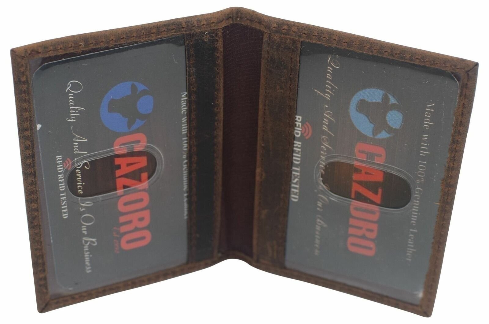 Slim Thin Genuine Leather 2 ID Window Mini Wallet Holder Bifold Driver’s License