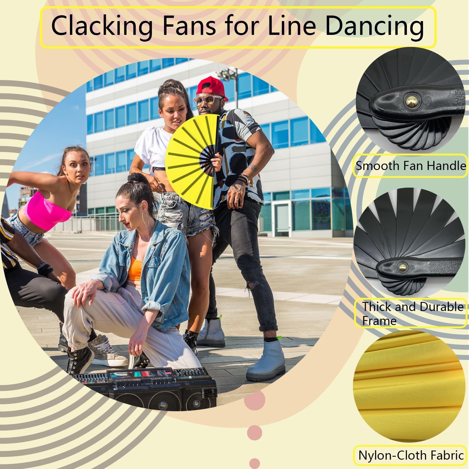 10 PCS Large Clacking Hand Fans – 13 Inch Rave Fans for Line Dancing & Parties