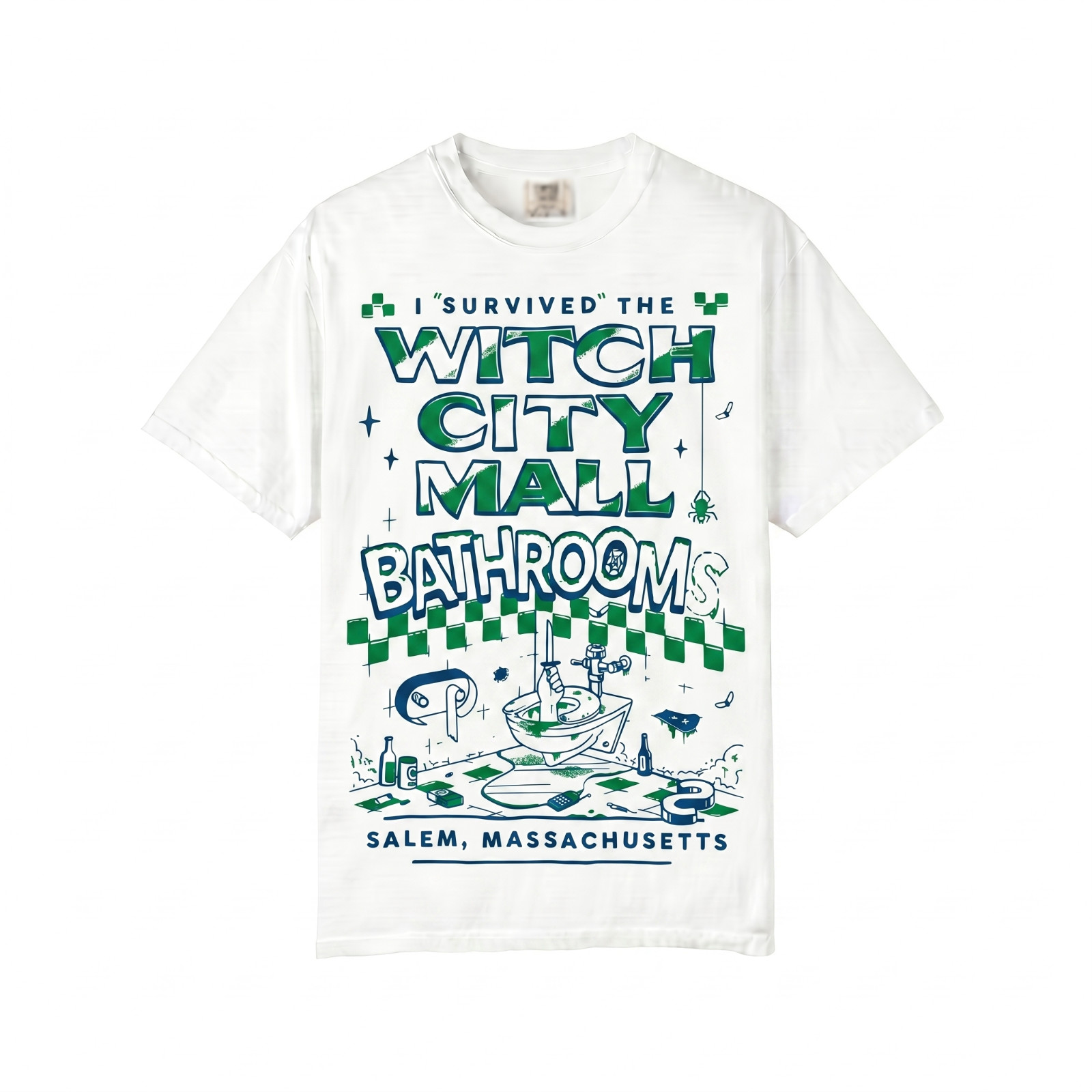 I Survived Witch City Mall Bathrooms T Shirt Salem Massachusetts Graphic Tee