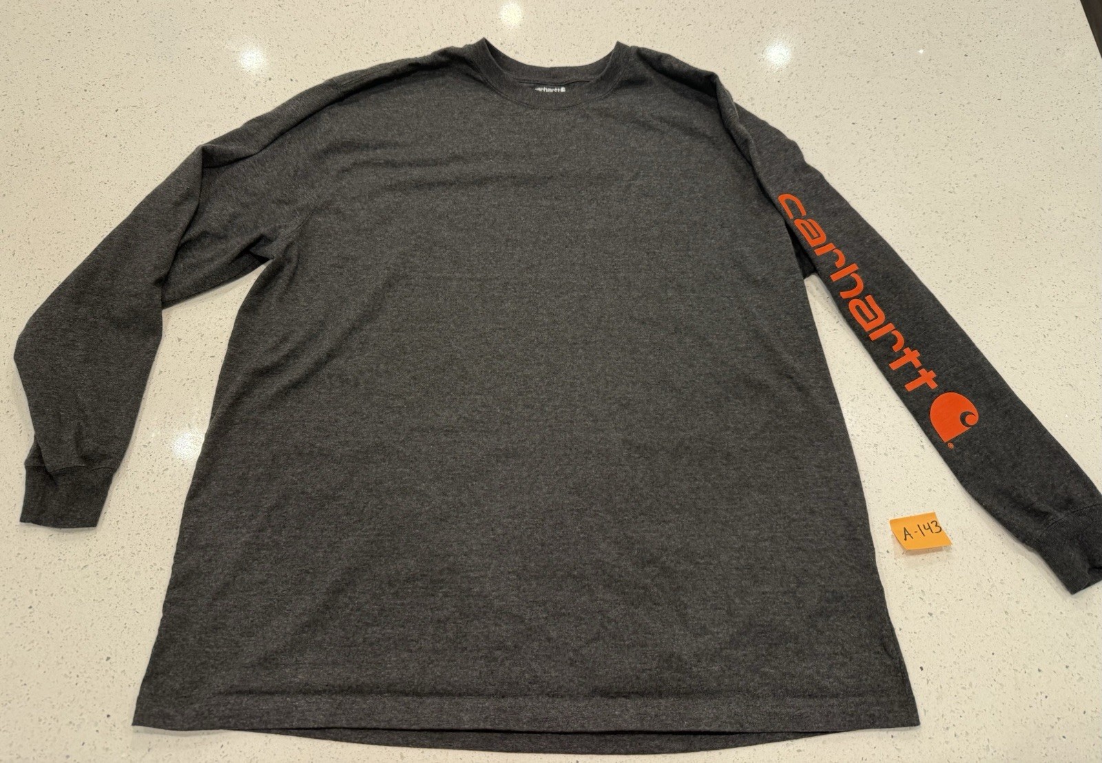 Carhartt Loose Fit Long Sleeve Shirt Mens 2XL Charcoal Grey Orange Crew Neck