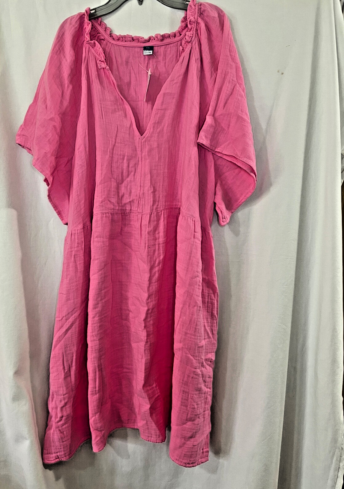 Old Navy Split-Neck Crinkle Gauze Mini Swing Dress Pink Many Sz NEW