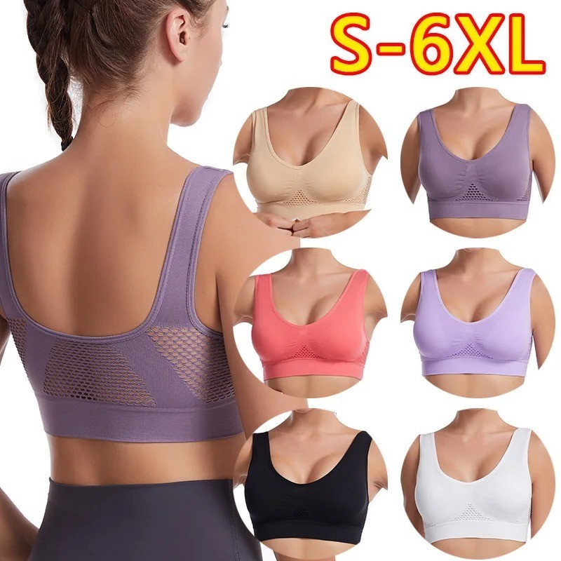 Sports Bra Seamless Yoga Everyday Wireless Push Up Comfort Top Stretch Fitness