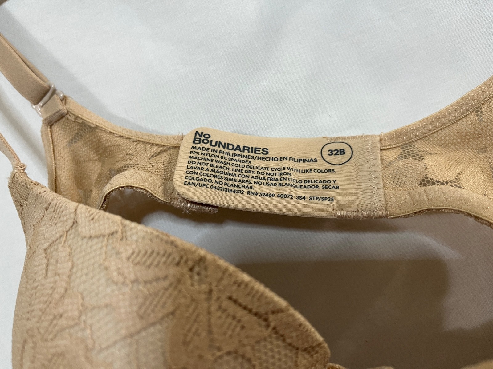No Boundaries Padded Push Up Underwired Bra Nude Adjustable Strap Lace Many size