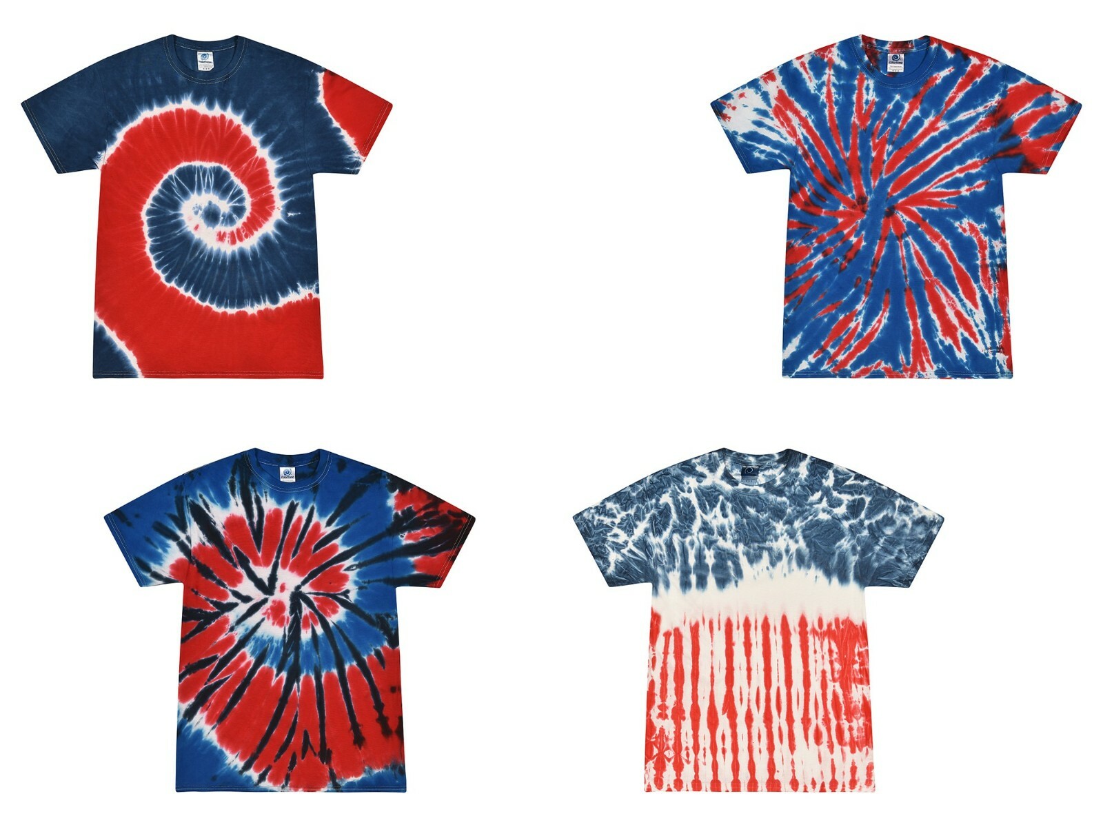 Pick a Patriotic Tie Dye T-Shirts Adult & Kids Sizes Cotton Colortone