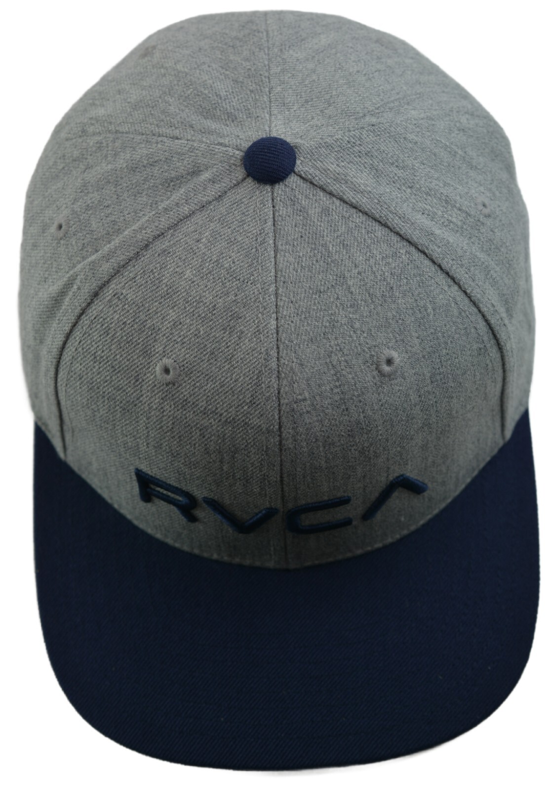 RVCA Twill Heather Gray & Navy Blue Logo 2 Tone Adjustable Hat Mens Snapback Cap