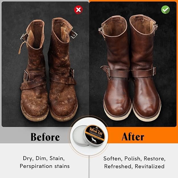 Mink Oil for Leather Boots Leather Conditioner and Cleaner 3.52Oz-All-Natural