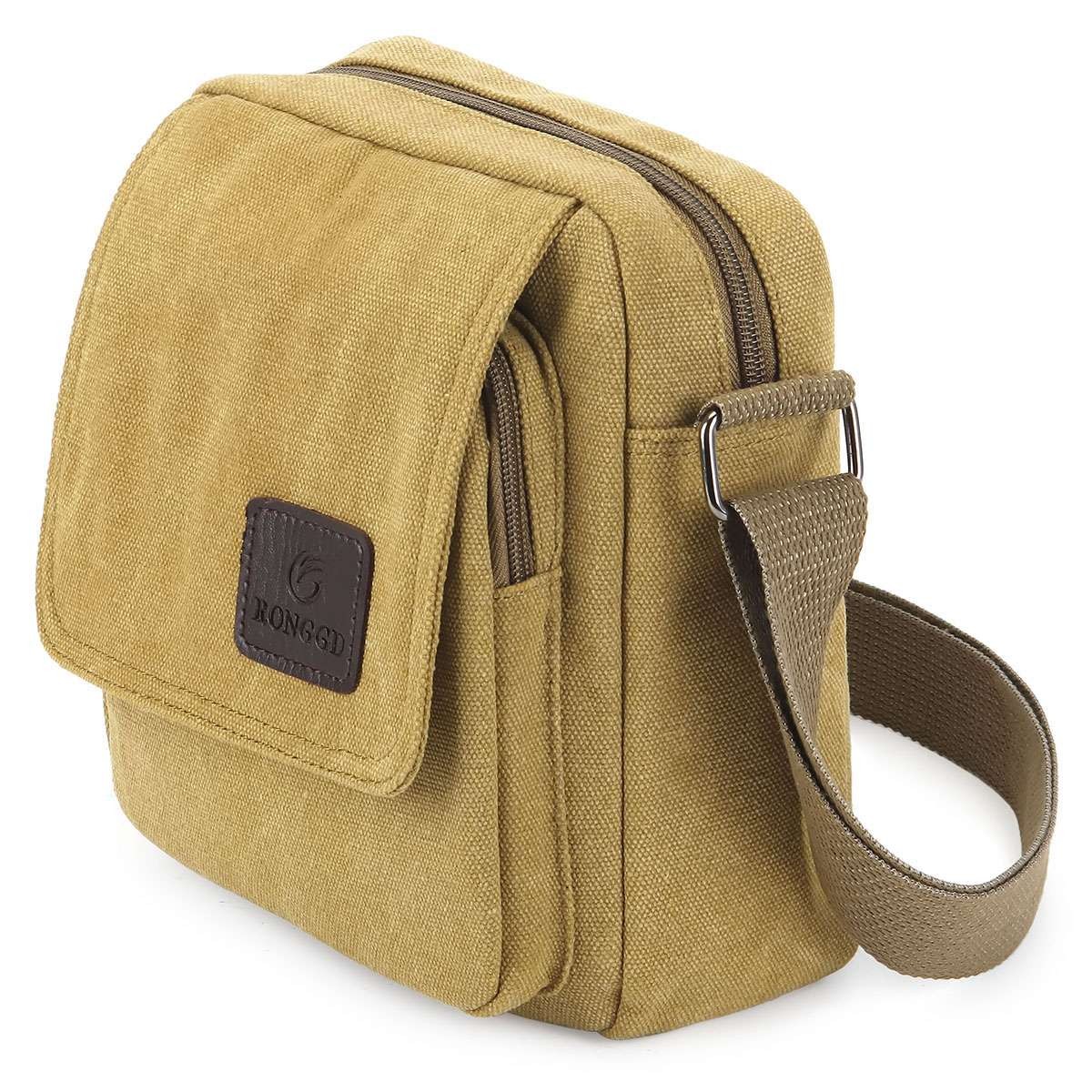 USA Vintage Canvas Crossbody Bag Portable School Satchel Messenger Shoulder Men