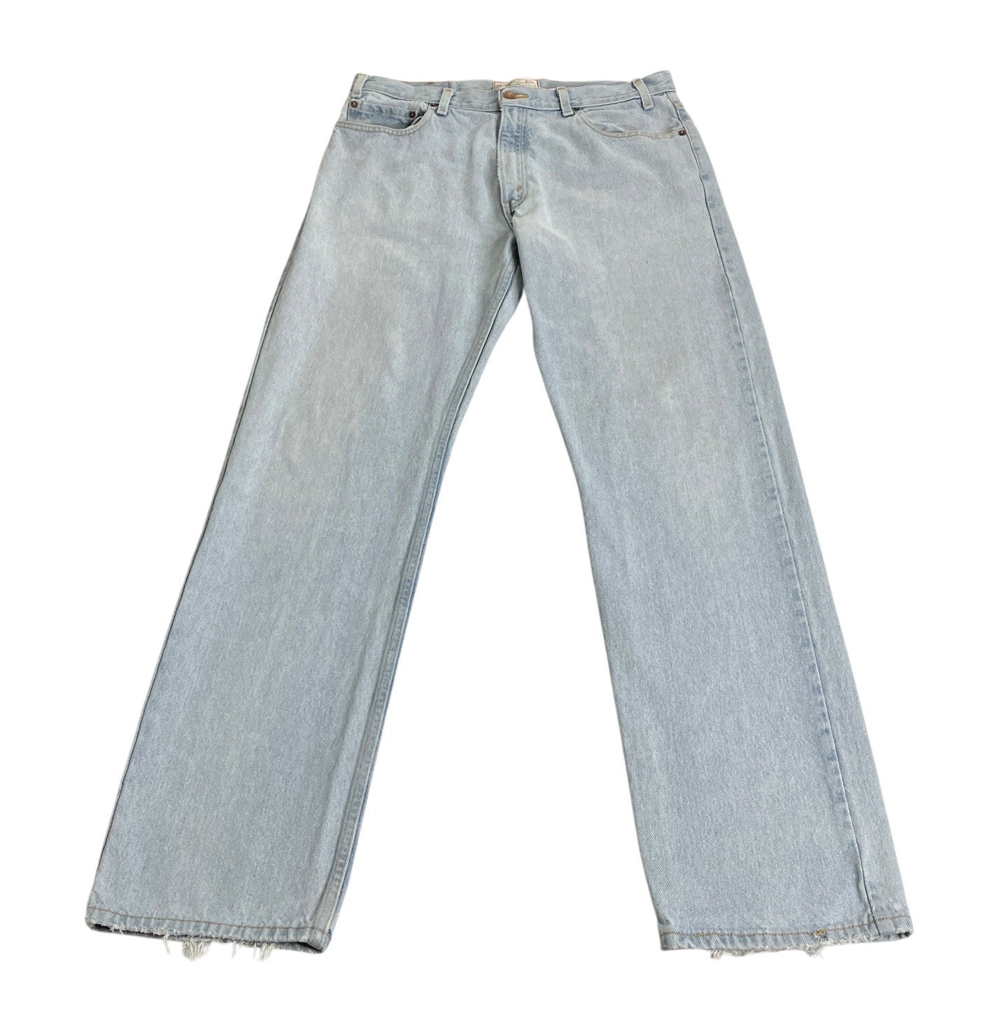 Y2K Levi’s Signature Jeans Mens 36×35 Light Wash Denim Frayed Hem Western Work