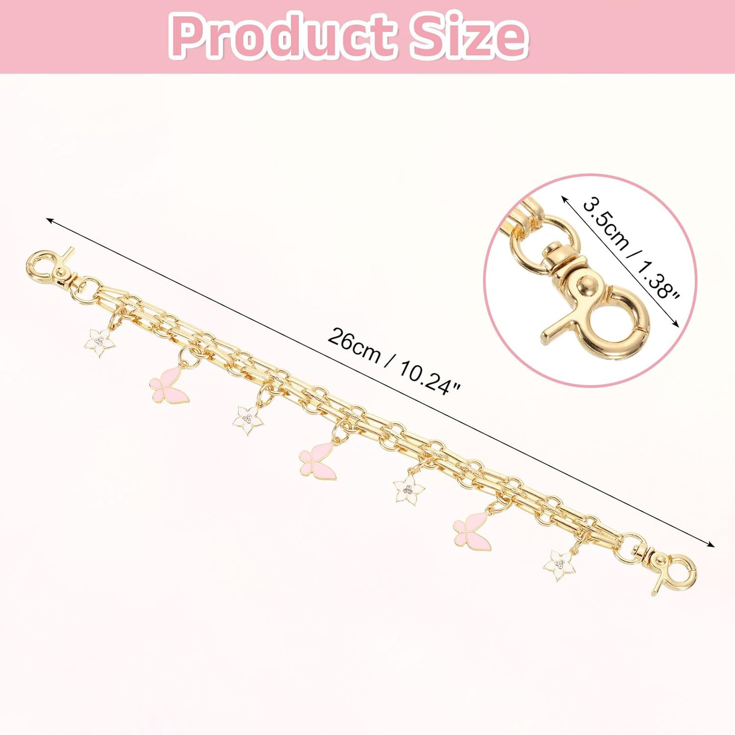 1Pcs 10″ Purse Extender Chain Strap, Bag Accessories Charm for Women Handbags Ha