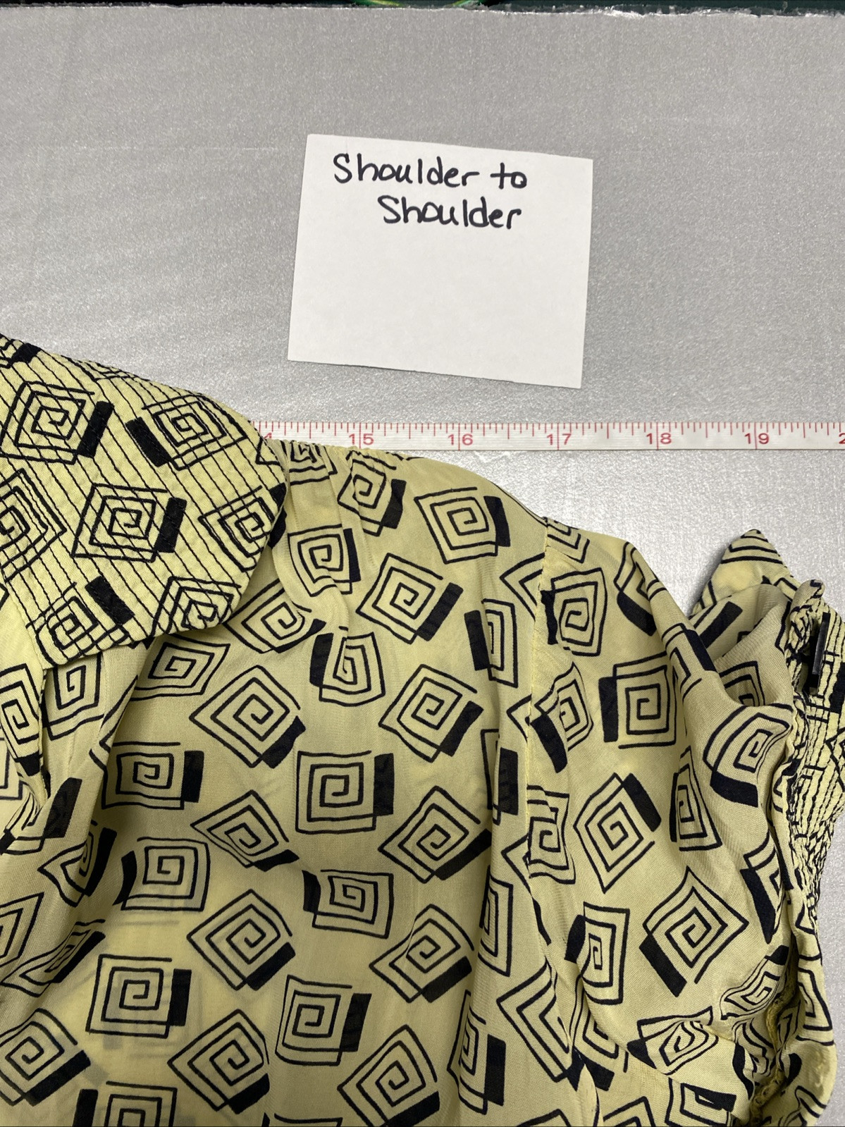 VTG 40’s GEORGIANA Geometric Print Size 14 Day Dress Zipper Snap Button *READ*