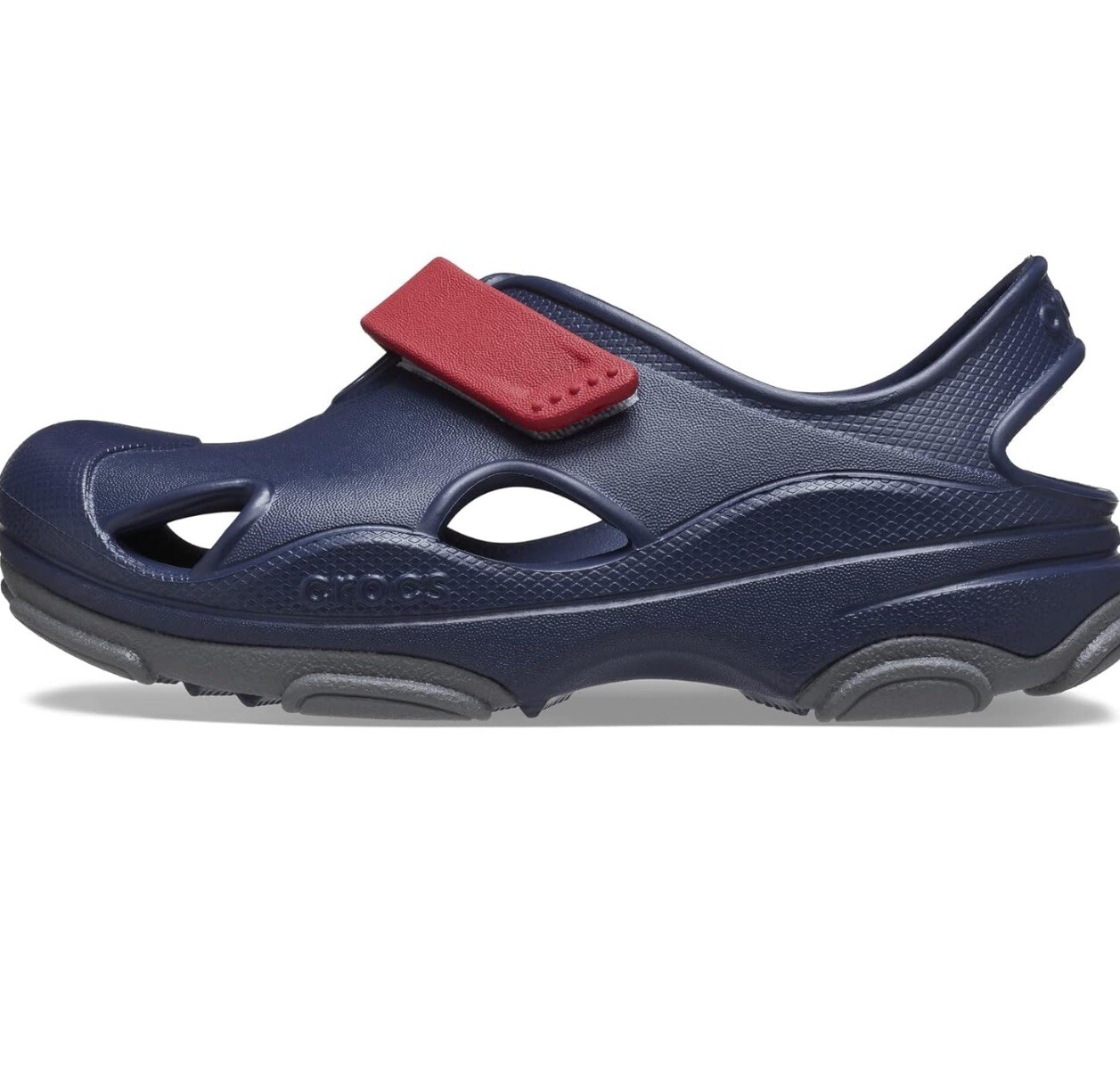 Crocs Unisex-Child All-Terrain Fisherman Sandals In Navy-Pepper Color (Size C9).