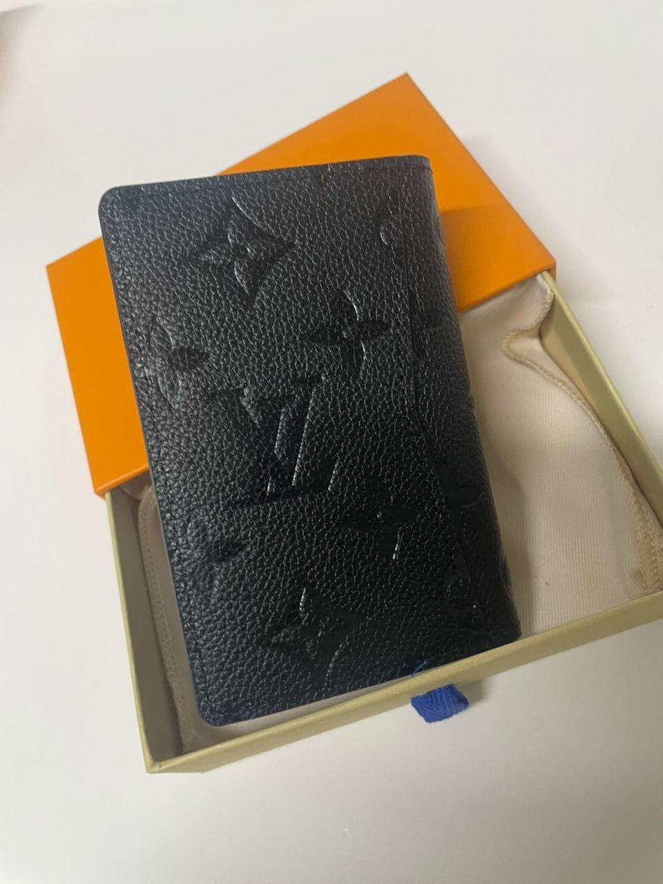 Louis Vuitton (LV) Pocket Organizer Black Monogram Shadow W/Bag & Box