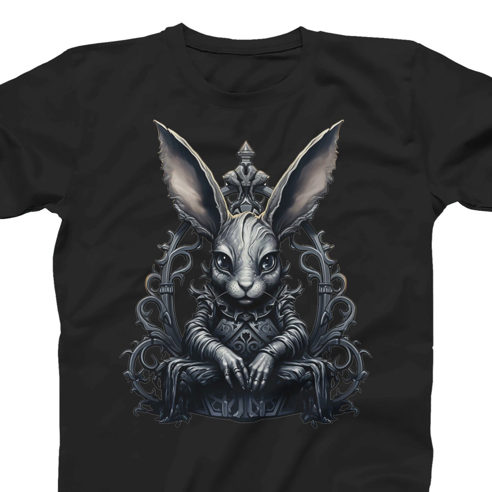 #26 Enchanting Gothic Bunny Graphic T-Shirt Halloween Shirt Dark and Whimsical