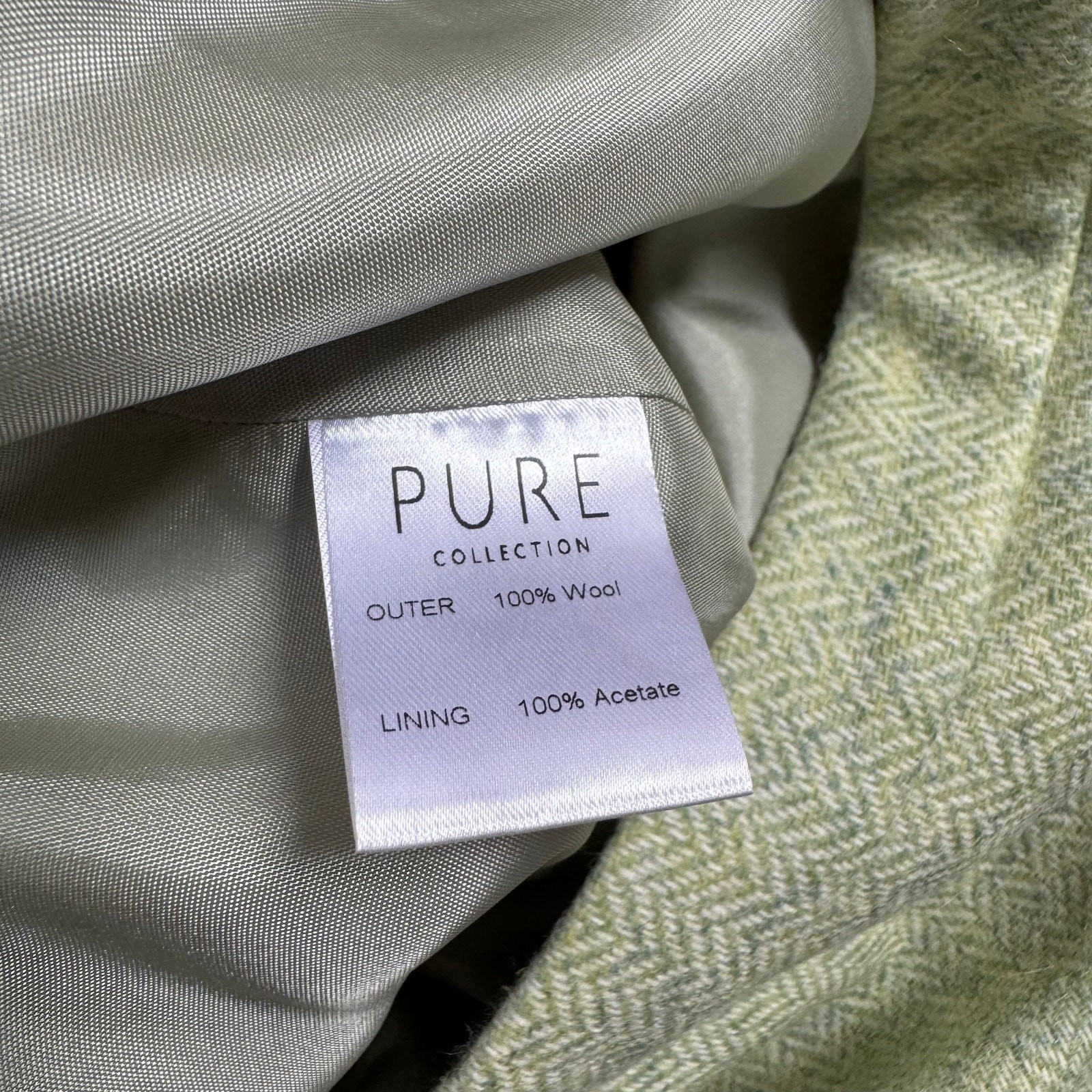 NWT Pure Collection Mint Wool Herringbone Pencil Skirt Quiet Luxury Size 14
