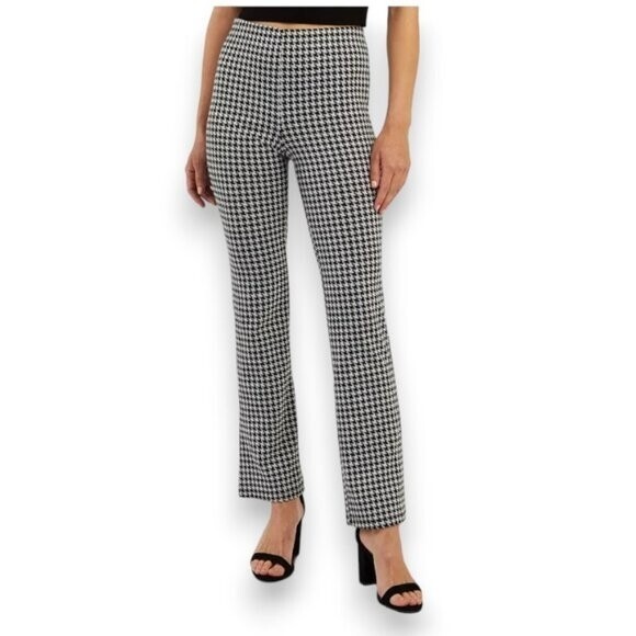 Gingham High Waisted Flare Pants SMALL Office Siren Business Casual Spring