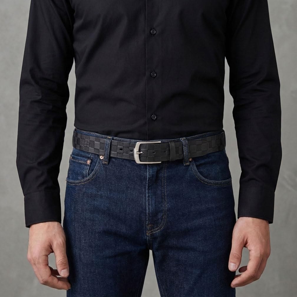 Men’s Genuine Leather Belt – 3.8cm Wide Adjustable Cowhide with Premium Alloy…