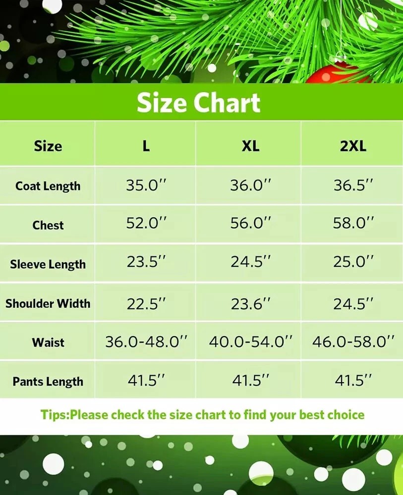 Christmas The Grinch Complete Costume Santa Claus Costume Adult (SIZE: L- 2XL).
