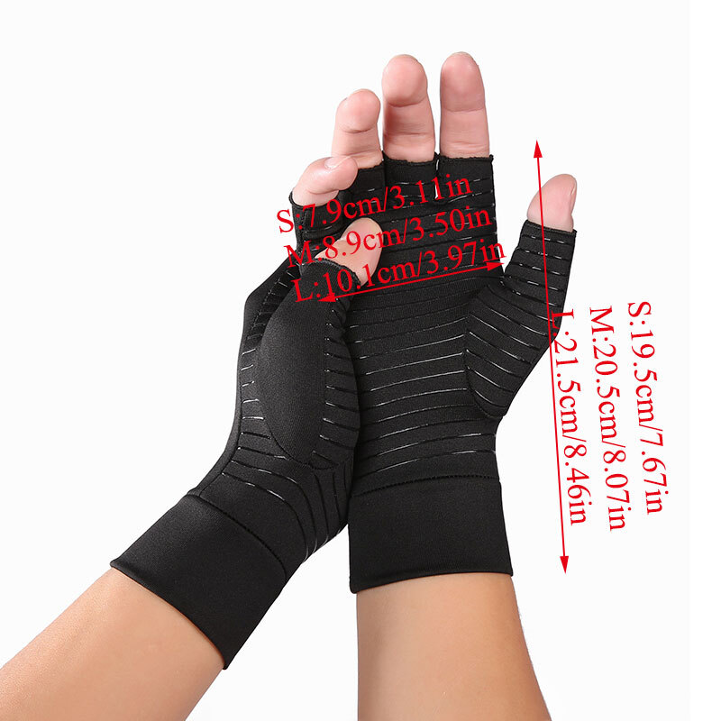 Copper Compression Gloves GYM Arthritis Carpal Tunnel Hand Support Pain Relief *