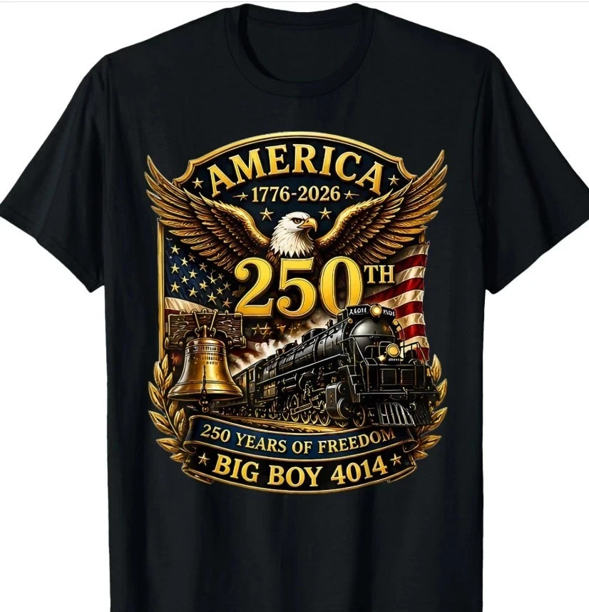Big Boy 4014 Train USA 250th Anniversary Patriotic American Cotton Shirt HM1650