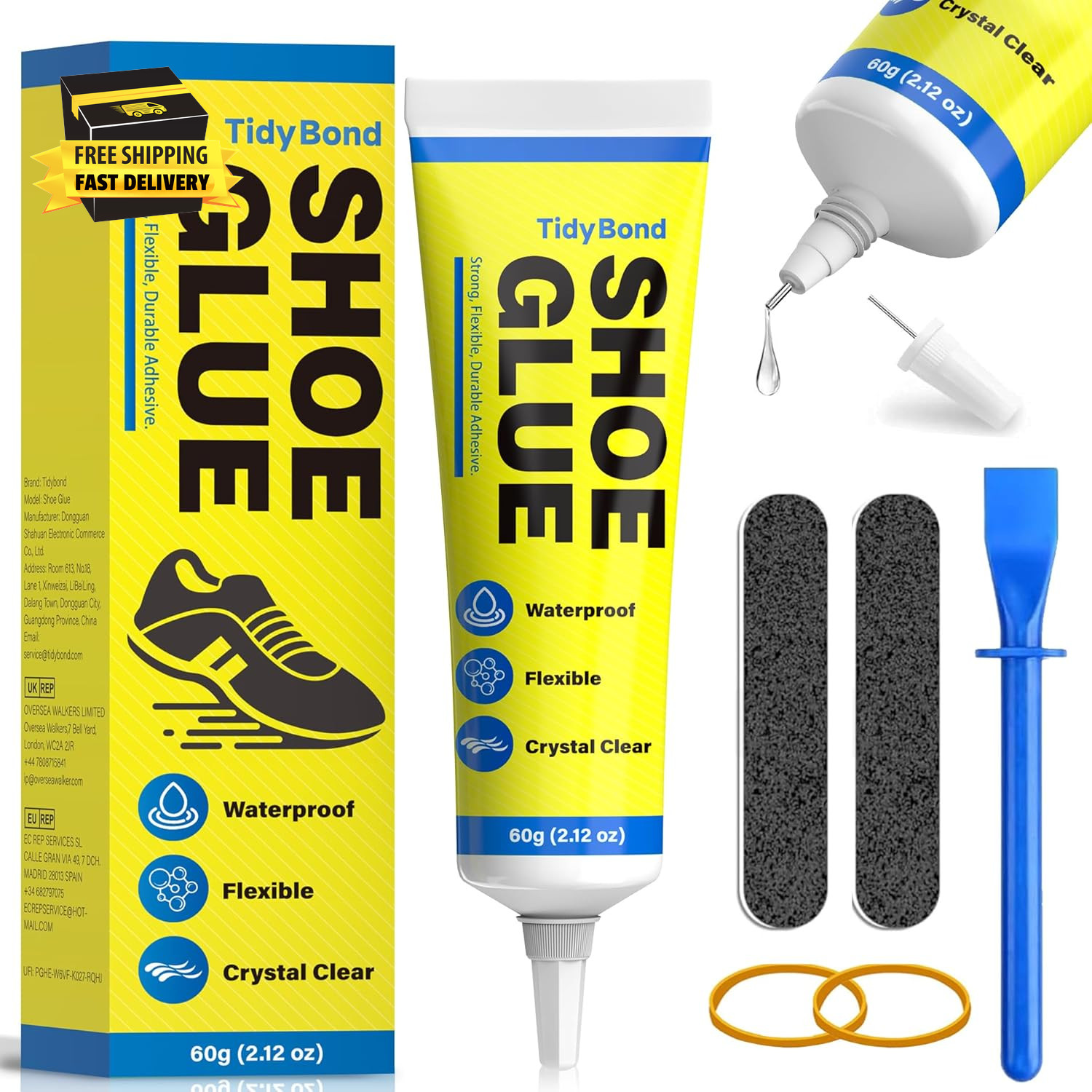 Shoe Glue, Shoe Repair Adhesive Flexible, Waterproof, Clear, Super Strong Glue f
