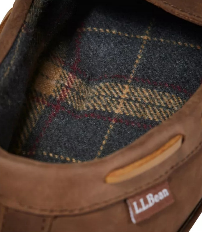 L.L.Bean Men’s Handsewn Slippers, Flannel-Lined, Acorn, NEW