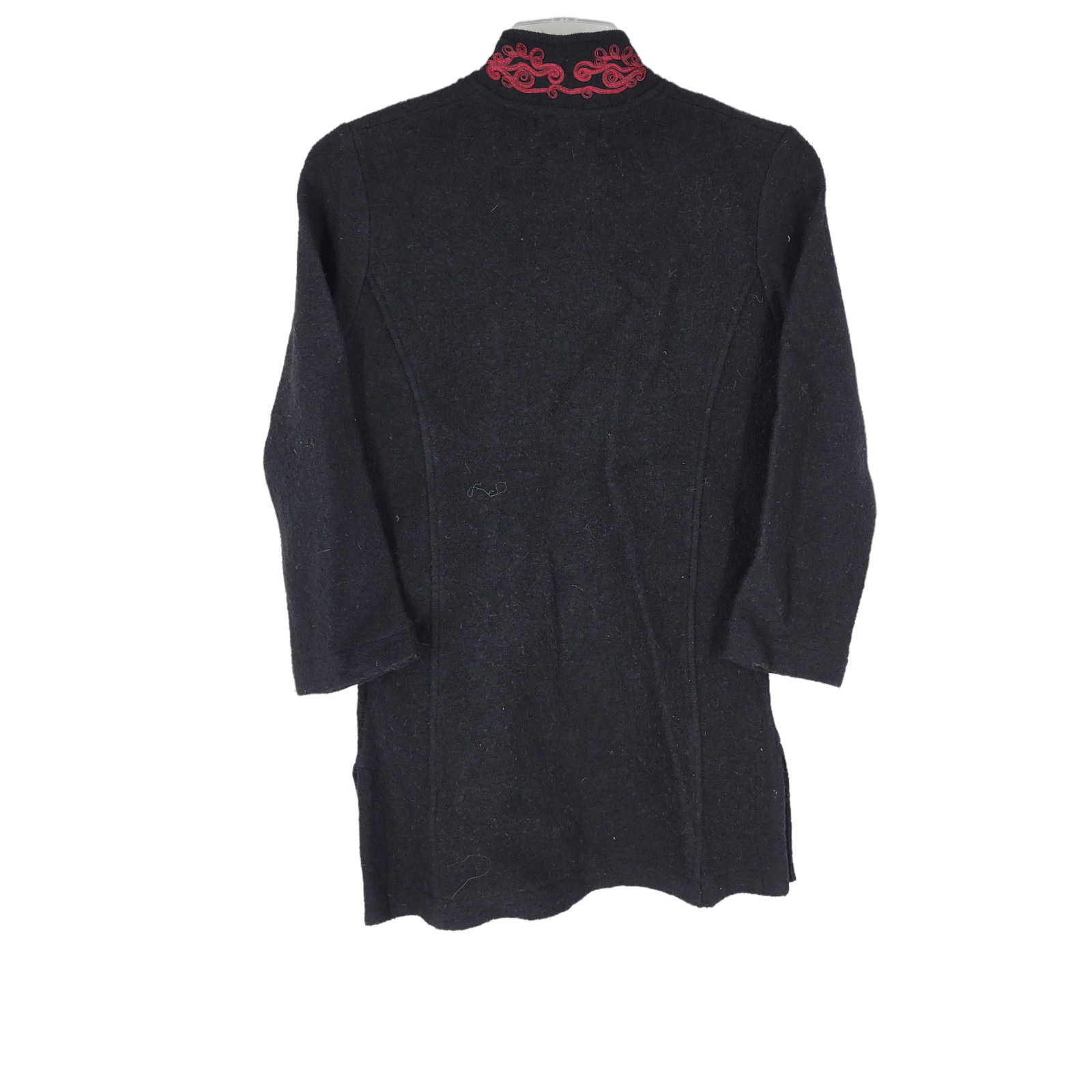 Vamp Western Victorian Black Red Embroidered Wool Zip Up Sweater Jacket XS goth