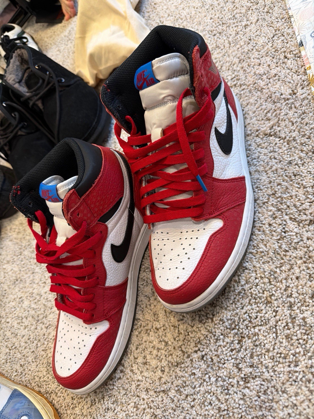 Nike Air Jordan 1 High Top Leather Colorblock Red/White/Black/Blue Sneakers