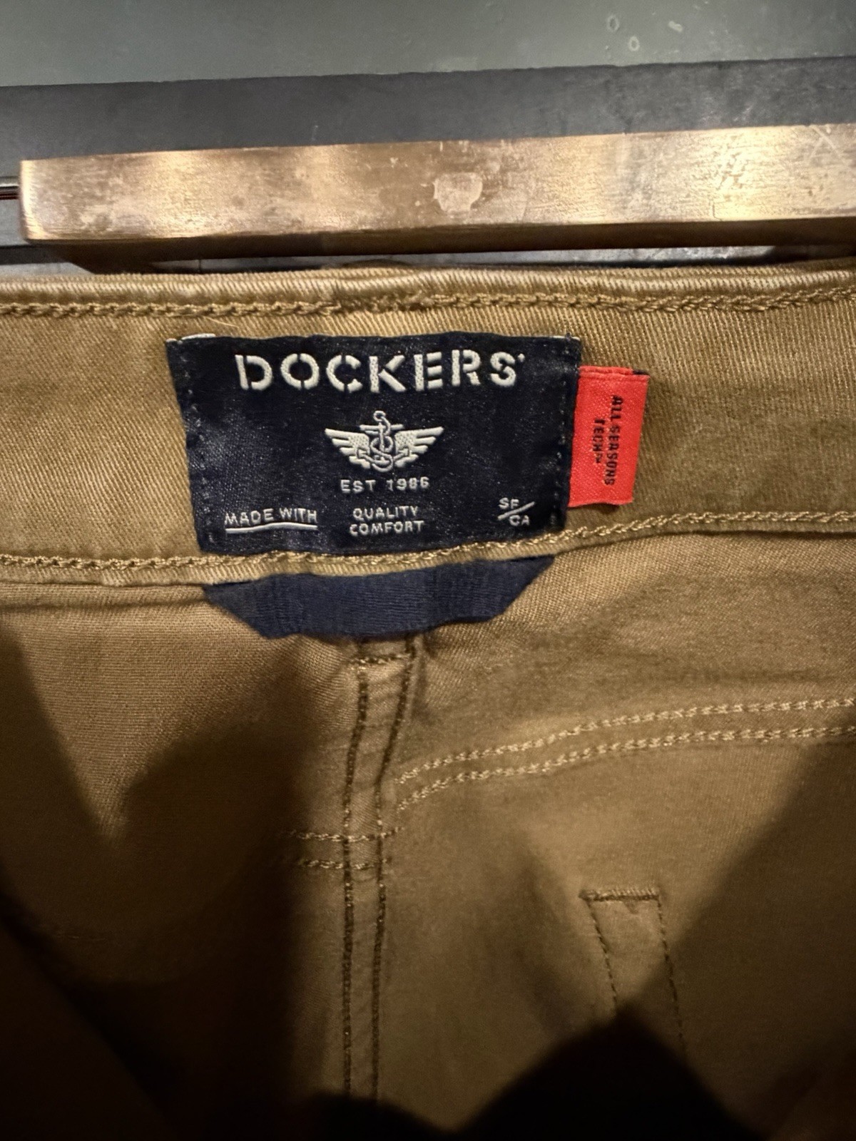Dockers Men’s Brown Cotton Twill Casual Pants Straight Fit Flat Front 34W 5P