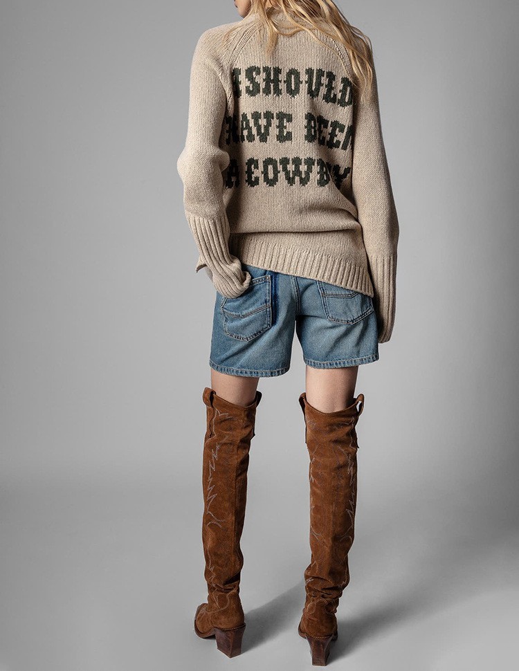 NEW Women Zadig & Voltaire Handmade 100% Cashmere Wool Knitted Sweater S M L