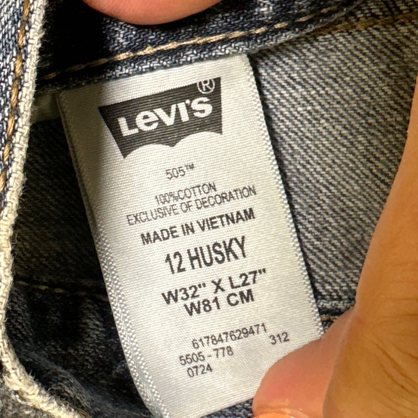# 78 Levis 505 Regular Fit Jeans Mens 12 Husky Blue Denim Straight Leg 32×27