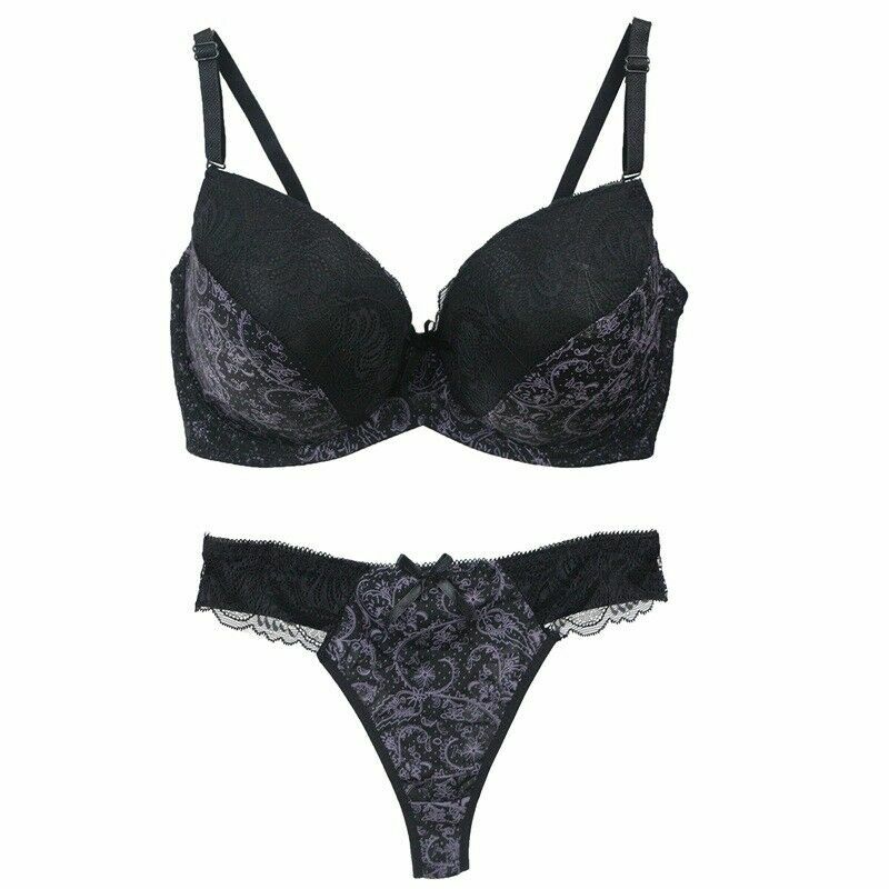 UK Ladies Sexy-Lingerie and Thong set Push Up Bra+Panties Set Bralette Brassiere