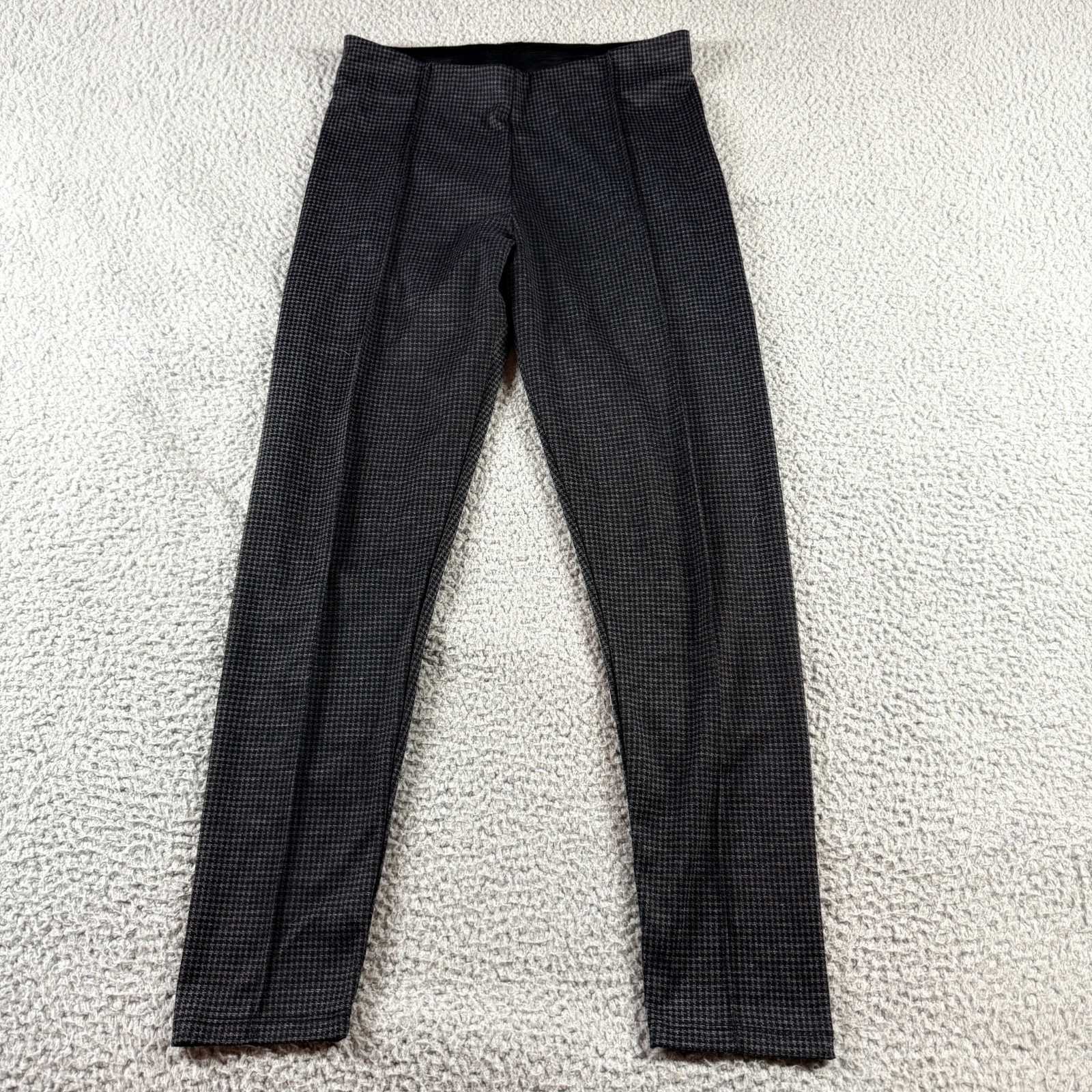 Haute Monde Womens Pants Black Gray Checkered Slim Fit Stretch Trousers Size M