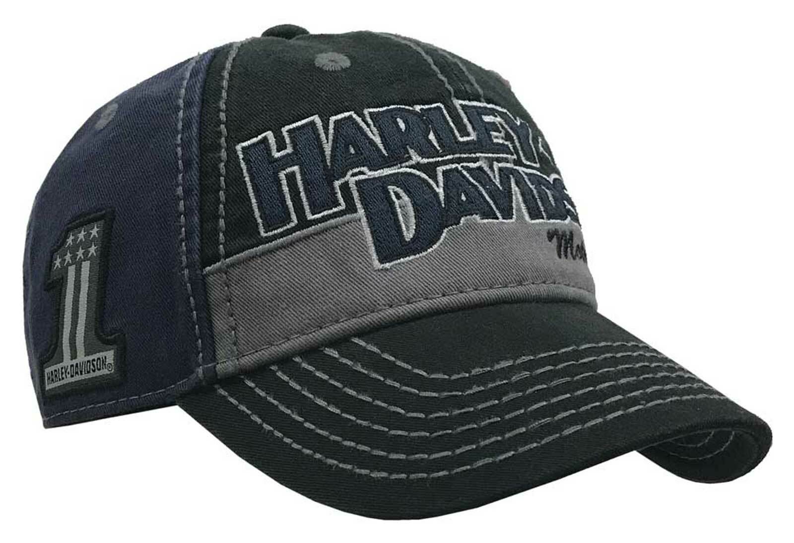 Harley-Davidson Men’s Chain Stitch Curved Adjustable Colorblocked Baseball Cap