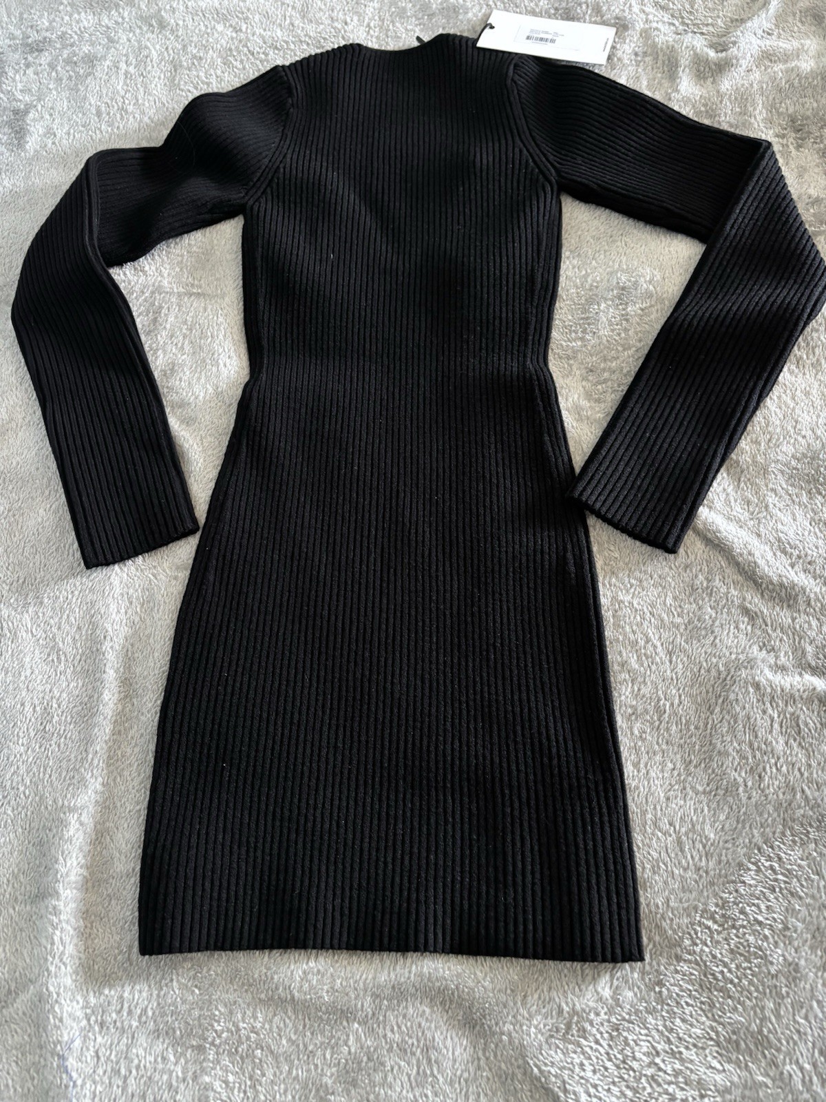 Gauge 81 Black Ribbed Knit Dress Womens Small NWT Bodycon Long Sleeve Minimalist