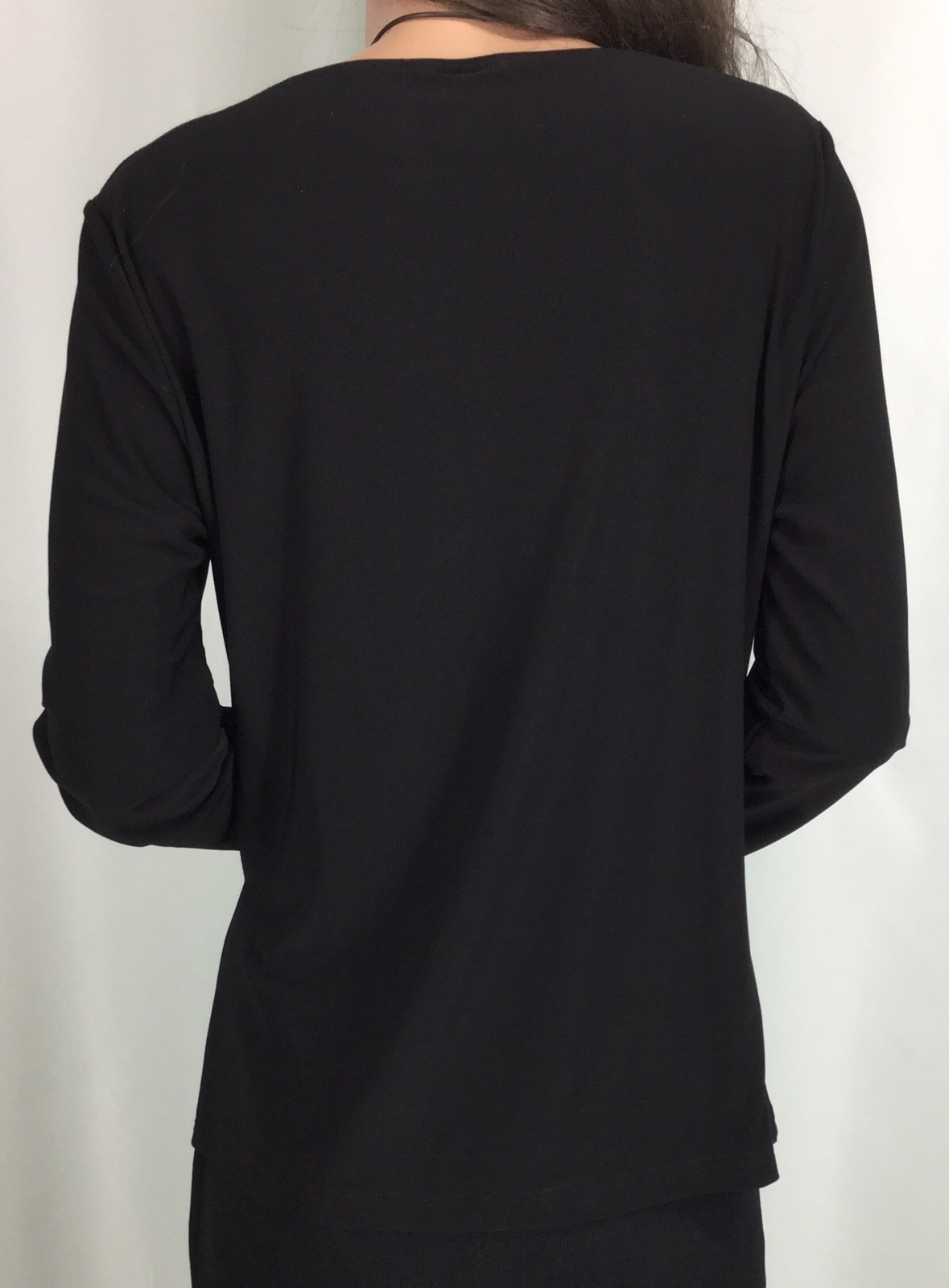 Black Long Sleeve Polyester & Spandex Stretch Top Womens Size L 160409RGS/WBS