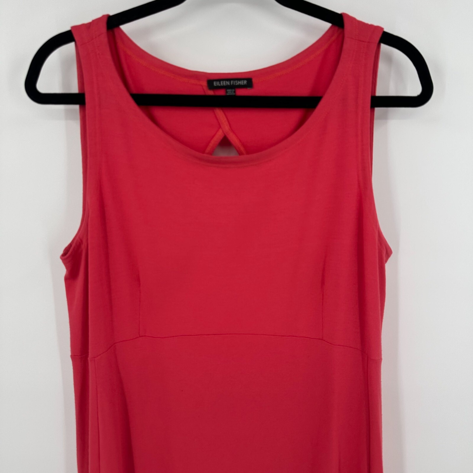 Eileen Fisher Midi Dress Women’s Large Pink Rayon Back Oval Cut Out Sleeveless