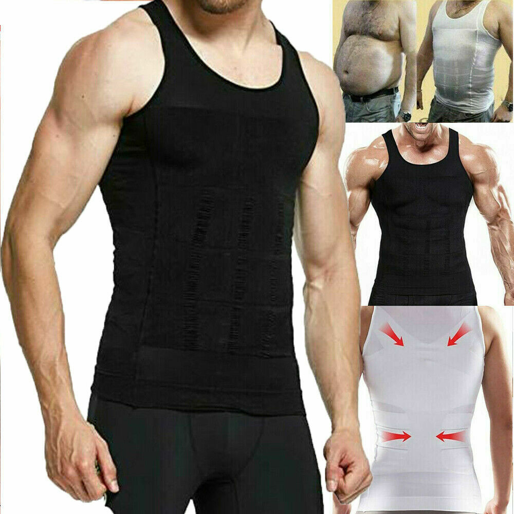 Men’s Slimming Body Shaper Posture Corrector Vest Abdomen Compression Shirt Tops