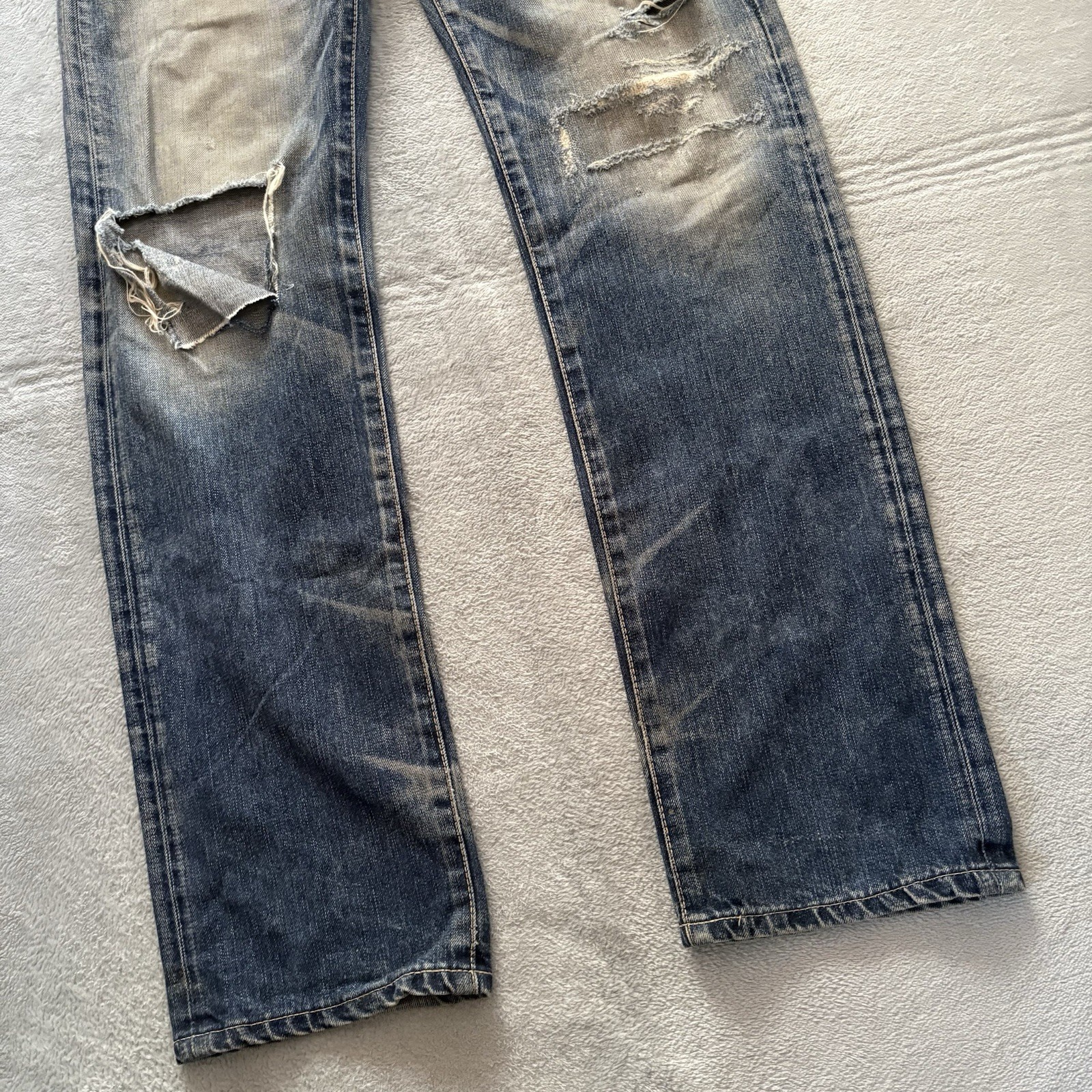 EDWIN 413XV Distressed Denim Jeans Men’s Size 29 Made in Japan Vintage Fade