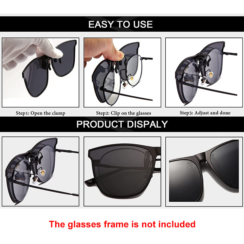 Polarized Clip-on Sunglasses Anti-Glare UV Protection Square Clip On Sun Glasses
