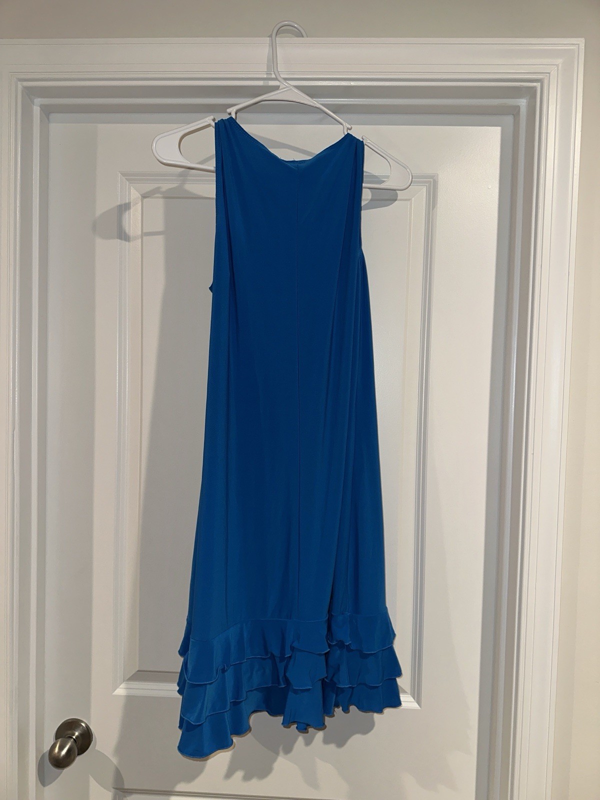 MSK Blue Sleeveless A-Line Midi Dress Chiffon Ruffle Hem Scoop Neck 6
