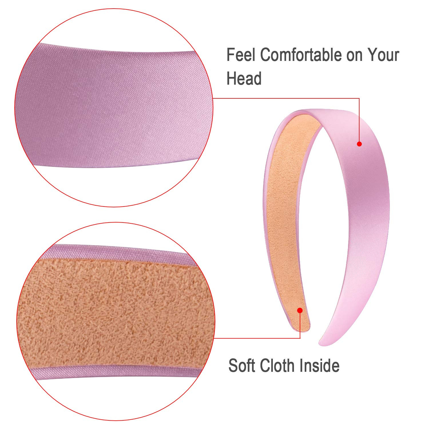 SIQUK 12 Pieces Satin Headbands 1 Inch Wide Non-Slip Headband Colorful Headbands