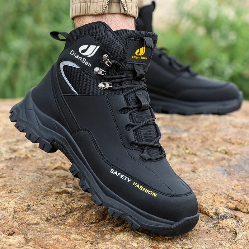 Men’s Steel Toe Work Boots Waterproof Anti-Smash Safety Shoes Construction Shoes