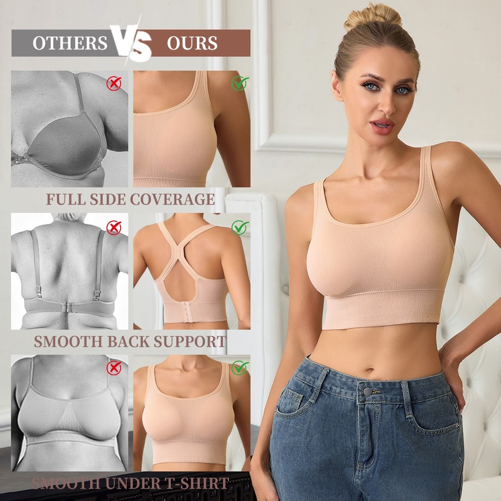 Seamless Racerback Sports Bra Women High Support Wireless Workout Multicolor