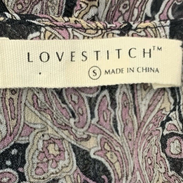 Lovestitch Women Small Maxi Dress Paisley Victorian Chiffon Tassels Sheer Boho