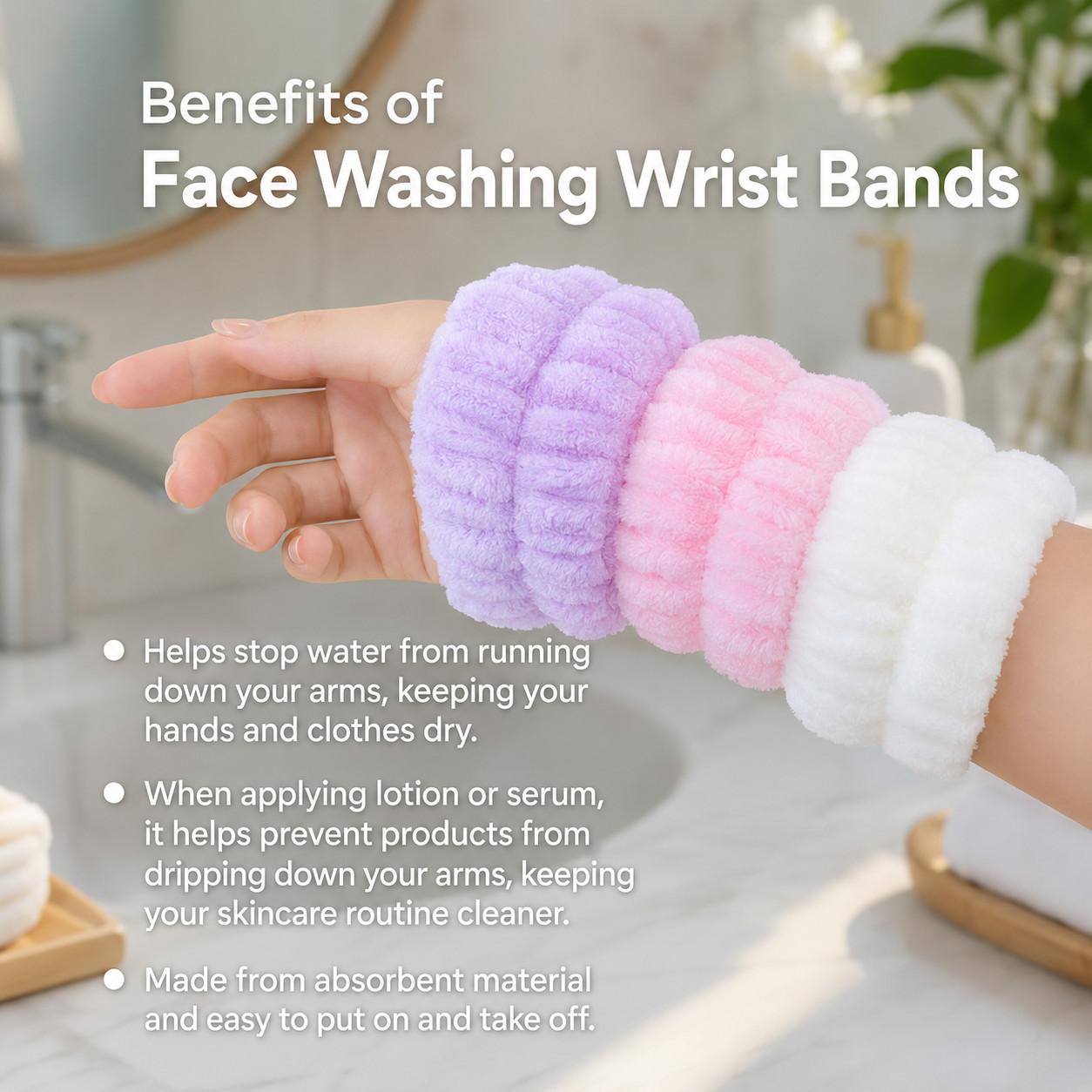 Face Washing Wrist Bands Spa Headband Wristband Set Microfiber Absorbent Wash