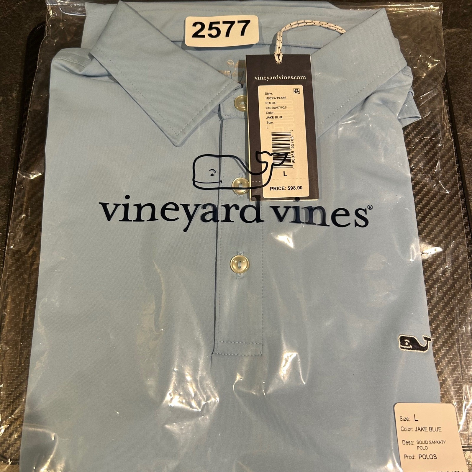 Vineyard Vines Sankaty Polo Mens L Jake Blue On The Go Stretch Performance Shirt