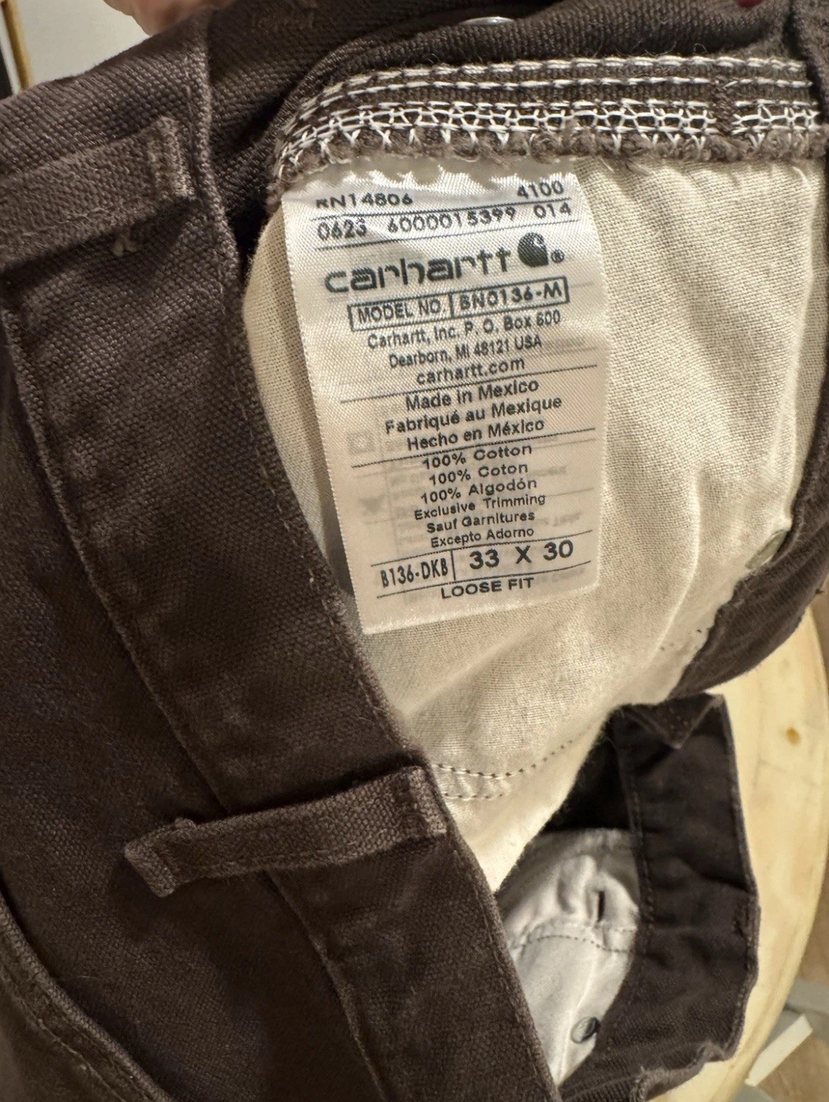 Carhartt Mocha Brown Double Knee Work Wear Carpenter Pants 33×30 B136-DKB