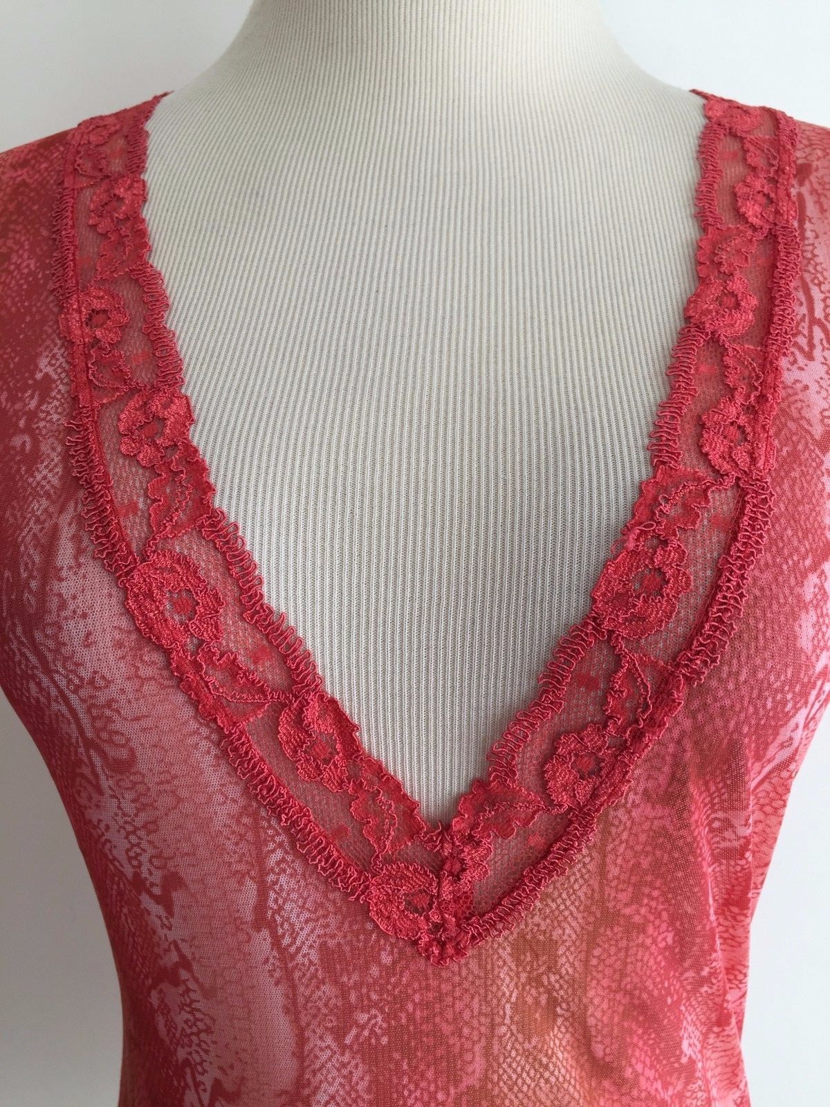 Victoria’s Secret V-Neck Top Semi-Sheer Tea Rose Animal Print Size M