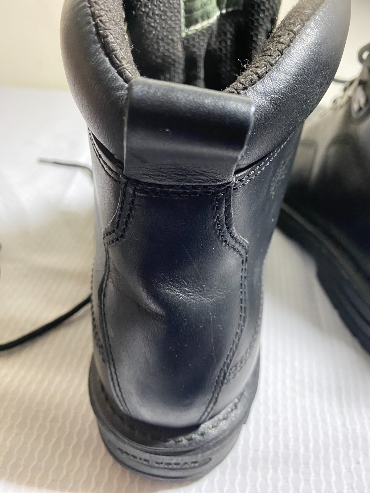 Eddie Moran Work Boots Black Mens Size 14M Chevron Orange Sole Slip Resistant