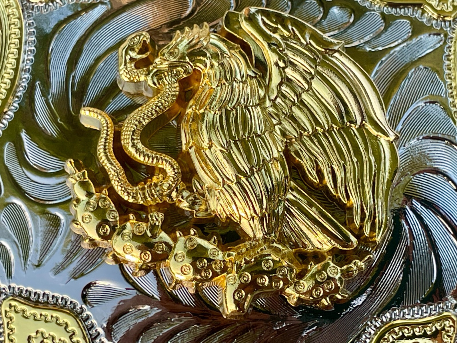 Large Mexican Emblem Western Belt Buckle, Hebilla Mexicana